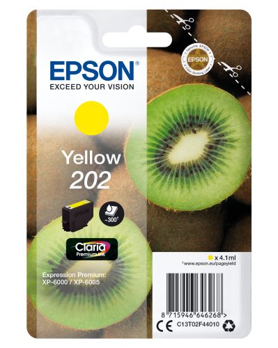 EPSON Singlepack Yellow 202 Claria Premium Ink , Epson , EPSC13T02F44010 , 8715946646268